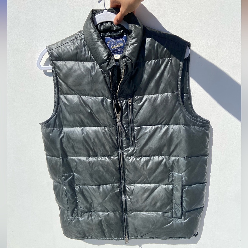 J. Crew Men's Metallic Gray Puffer Vest